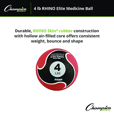 Champion Sports Rhino Elite Medicine Ball,  4 lb, Red (CSIPRM4)