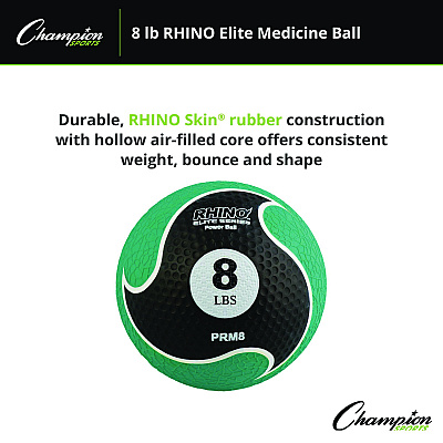Champion Sports Rhino Elite Medicine Ball, 8 lb, Green (CSIPRM8)