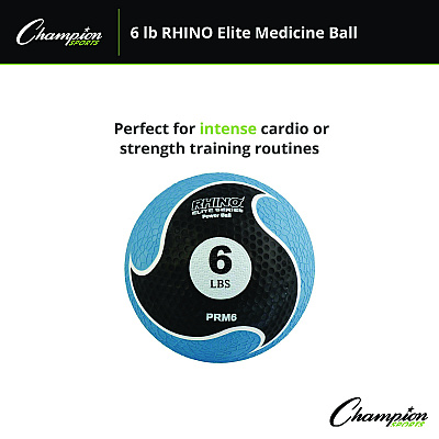 Champion Sports Rhino Elite Medicine Ball, 6 lb, Blue (CSIPRM6)