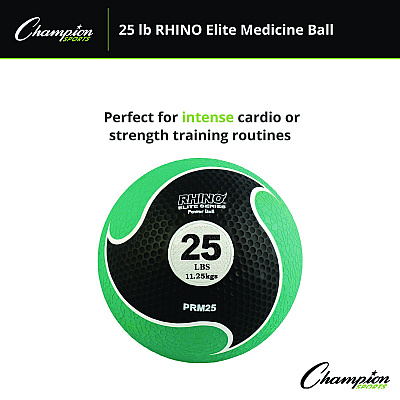 Champion Sports Rhino Elite Medicine Ball, 25 lb, Green (CSIPRM25)