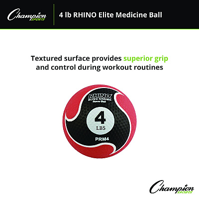 Champion Sports Rhino Elite Medicine Ball,  4 lb, Red (CSIPRM4)