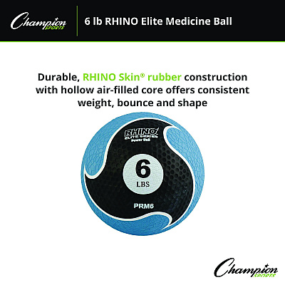 Champion Sports Rhino Elite Medicine Ball, 6 lb, Blue (CSIPRM6)