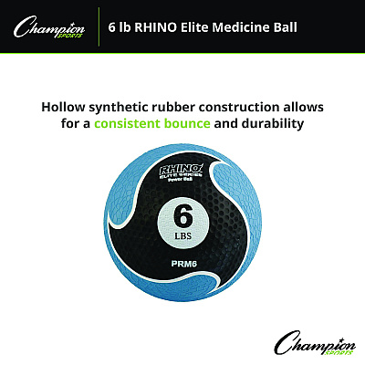 Champion Sports Rhino Elite Medicine Ball, 6 lb, Blue (CSIPRM6)