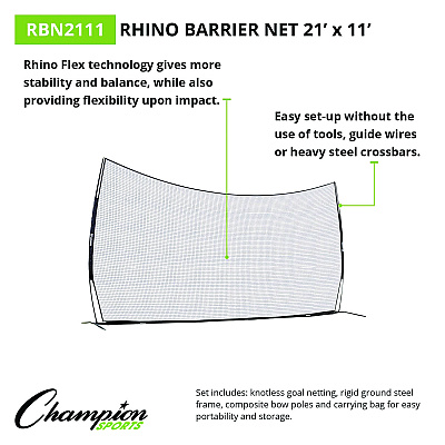 Champion Sports Rhino Flex Barrier Net, 21 ft  x 11 ft (CSIRBN2111)