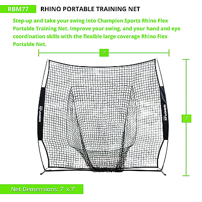 Champion Sports Rhino Portable Training Net, 7 ft x 7 ft (CSIRBM77)