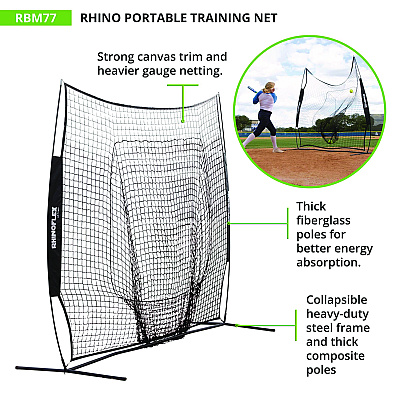 Champion Sports Rhino Portable Training Net, 7 ft x 7 ft (CSIRBM77)
