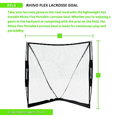 Champion Sports Rhino Flex Lacrosse Goal, 6 ft x 6 ft, 1" dia Frame (CSIRFLG)