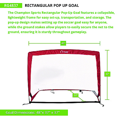 Champion Sports Rectangular Pop-Up Goal, 48"  x 37" (CSIRG4837)