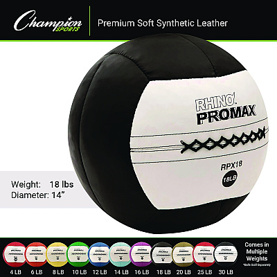 Champion Sports Rhino Promax Medicine Ball, 18 lb, Black (CSIRPX18)