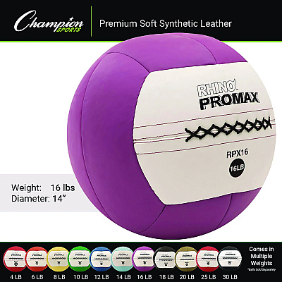 Champion Sports Rhino Promax Medicine Ball, 16 lb, Purple (CSIRPX16)