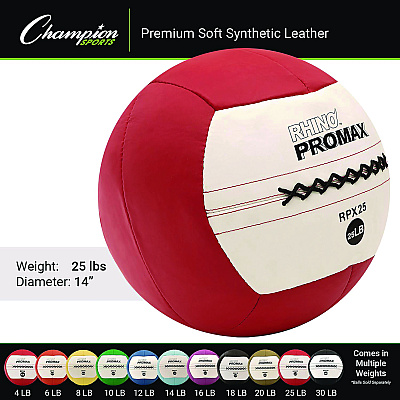 Champion Sports Rhino Promax Medicine Ball, 25 lb, Red (CSIRPX25)