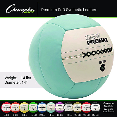 Champion Sports Rhino Promax Medicine Ball, 14 lb, Light Blue (CSIRPX14)