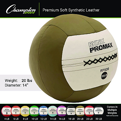 Champion Sports Rhino Promax Medicine Ball, 20 lb, Brown (CSIRPX20)