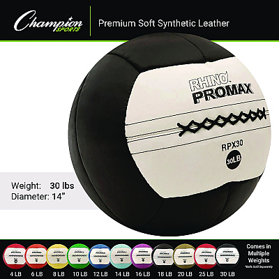 Champion Sports Rhino Promax Medicine Ball, 30 lb, Black (CSIRPX30)