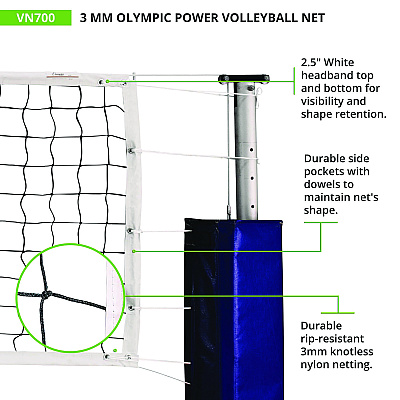 Champion Sports Olympic Power Volleyball Net, 32 ft x 3 ft (CSIVN700)
