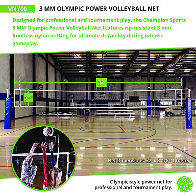 Champion Sports Olympic Power Volleyball Net, 32 ft x 3 ft (CSIVN700)
