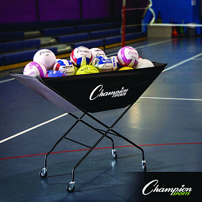 Champion Sports Pro Collapsible Volleyball Cart, 23" x 55" x 41", Black (CSIVCPRO)