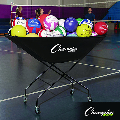 Champion Sports Pro Collapsible Volleyball Cart, 23" x 55" x 41", Black (CSIVCPRO)