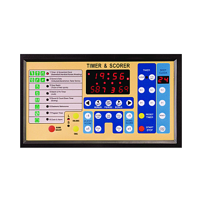 Champion Sports Tabletop Indoor Electronic Scoreboard, 24" x 16" x 10", Black Face, Red/Green/Yellow Graphics (CSIT90)