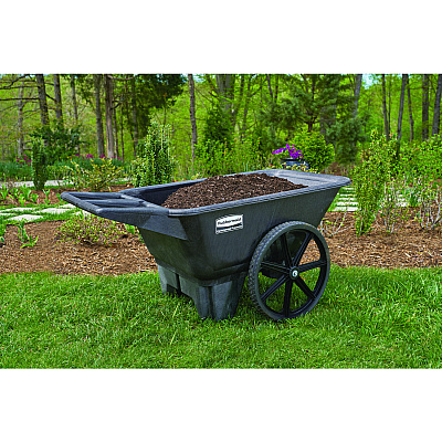Rubbermaid Commercial Big Wheel Agriculture Wheelbarrow, 300 lb Capacity, 32.75" x 58" x 28.25", Black (RCP5642BLA)