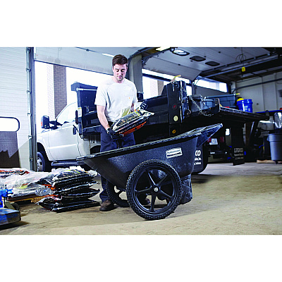 Rubbermaid Commercial Big Wheel Agriculture Wheelbarrow, 300 lb Capacity, 32.75" x 58" x 28.25", Black (RCP5642BLA)