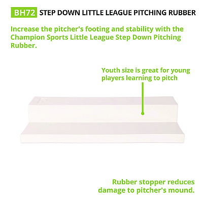 Champion Sports Step Down Youth Pitching Rubber, 18" x 4" (CSIBH72)