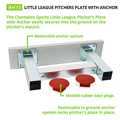 Champion Sports Youth Pitcher's Plate with Anchor, 18" x 4" (CSIBH73)