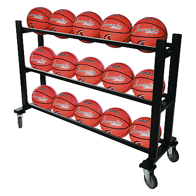 Champion Sports Deluxe Heavy-Duty Basketball Cart, Metal, 220 lb Capacity, 16 x 50.75 x 34.75, Black (CSIBKCART)