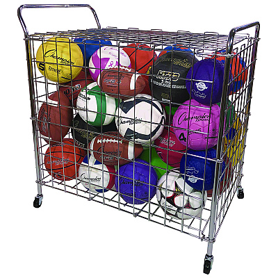 Champion Sports Portable Lockable Ball Locker, Metal, 176 lb Capacity, 24 x 39 x 40, Chrome (CSIBLX)