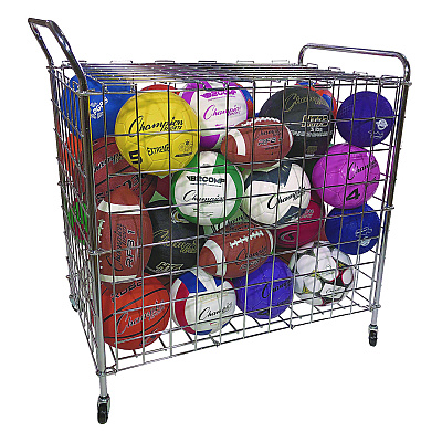 Champion Sports Portable Lockable Ball Locker, Metal, 176 lb Capacity, 24 x 39 x 40, Chrome (CSIBLX)