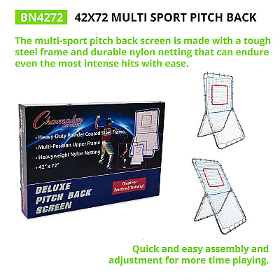 Champion Sports Multi-Sport Pitch Back Screen, 72" x 42", 1.25" dia frame (CSIBN4272)