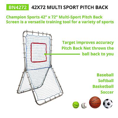 Champion Sports Multi-Sport Pitch Back Screen, 72" x 42", 1.25" dia frame (CSIBN4272)