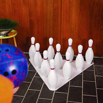 Champion Sports Plastic Bowling Pin Set, White, 10/Set (CSIBP10)