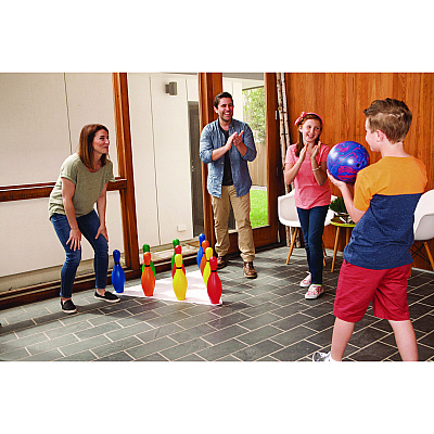 Champion Sports Plastic Bowling Pin Set, Assorted Colors, 10/Set (CSIBP10CLR)