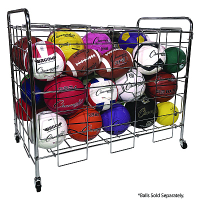 Champion Sports Portable Ball Locker, Metal, 176 lb Capacity, 24 x 41 x 36, Chrome (CSIBCX)