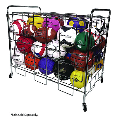 Champion Sports Portable Ball Locker, Metal, 176 lb Capacity, 24 x 41 x 36, Chrome (CSIBCX)