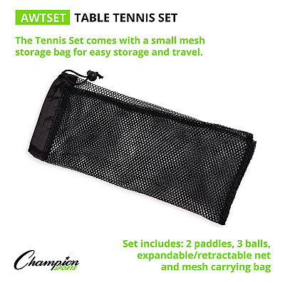 Champion Sports Anywhere Table Tennis Set, with Carry Bag (CSIAWTSET)