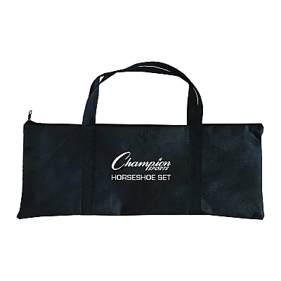 Champion Sports Steel Horseshoe Set, (4) Horseshoes/(2) 24" Stakes/Nylon Carry Bag (CSIIHS100)