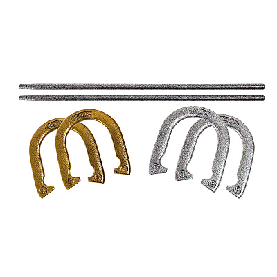 Champion Sports Steel Horseshoe Set, (4) Horseshoes/(2) 24" Stakes/Nylon Carry Bag (CSIIHS100)