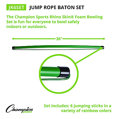 Champion Sports Jump Rope Baton Set, 32", Assorted Colors, 6 Batons/Set (CSIJK6SET)