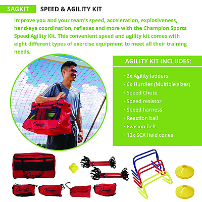 Champion Sports Speed and Agility Kit, with Carry Bag (CSISAGKIT)