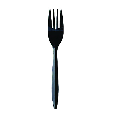 Boardwalk Mediumweight Wrapped Polypropylene Cutlery, Fork, Black, 1,000/Carton (BWKFORKBLPPIW)