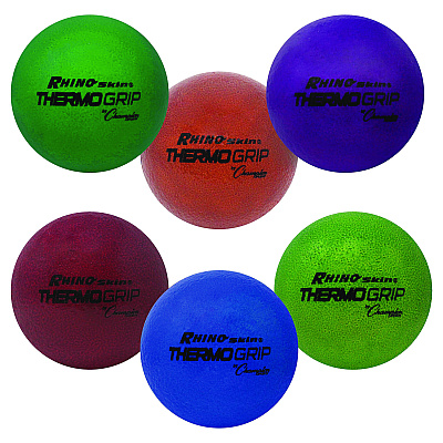 Champion Sports Rhino Skin Thermo Grip Dodgeball Set, 6.3" Diameter, Assorted Colors, 6/Set (CSIRXTHRMSET)