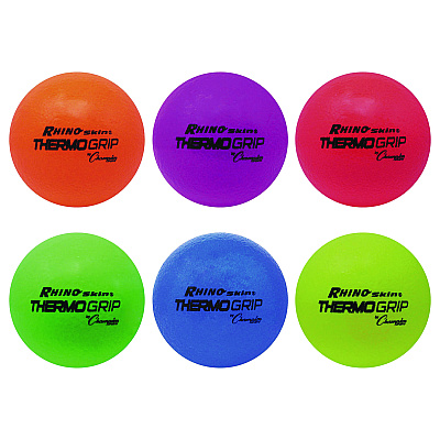 Champion Sports Rhino Skin Thermo Grip Dodgeball Set, 6.3" Diameter, Assorted Colors, 6/Set (CSIRXTHRMSET)