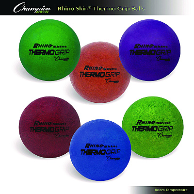 Champion Sports Rhino Skin Thermo Grip Dodgeball Set, 6.3" Diameter, Assorted Colors, 6/Set (CSIRXTHRMSET)