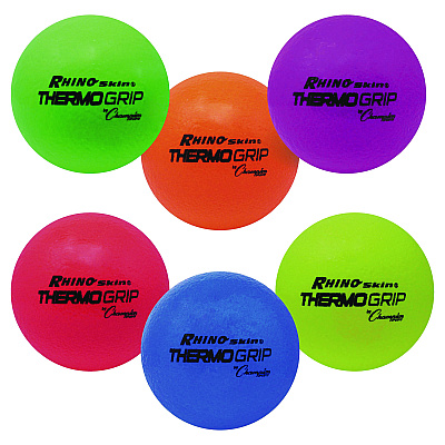 Champion Sports Rhino Skin Thermo Grip Dodgeball Set, 6.3" Diameter, Assorted Colors, 6/Set (CSIRXTHRMSET)