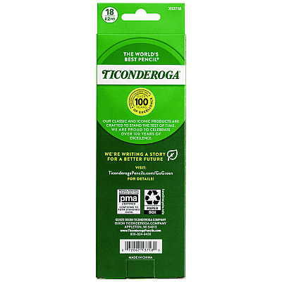 Ticonderoga Pre-Sharpened Pencil, 2.2 mm, HB (#2), Black Lead, Pastel Assorted Barrel, 18/Pack (DIXX13718)