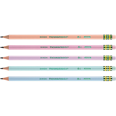 Ticonderoga Pre-Sharpened Pencil, 2.2 mm, HB (#2), Black Lead, Pastel Assorted Barrel, 18/Pack (DIXX13718)