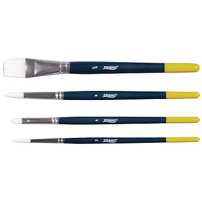 Prang Hobby Four-Brush Set, Assorted, Synthetic, Flat; Round, 4/pack (DIXX94006)