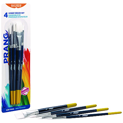 Prang Hobby Four-Brush Set, Assorted, Synthetic, Flat; Round, 4/pack (DIXX94006)